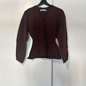 Zara Deep Maroon cinched waist corset Cardigan